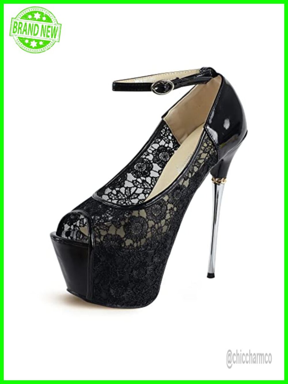 Lace Flower Strappy Stiletto High Heels with Platform